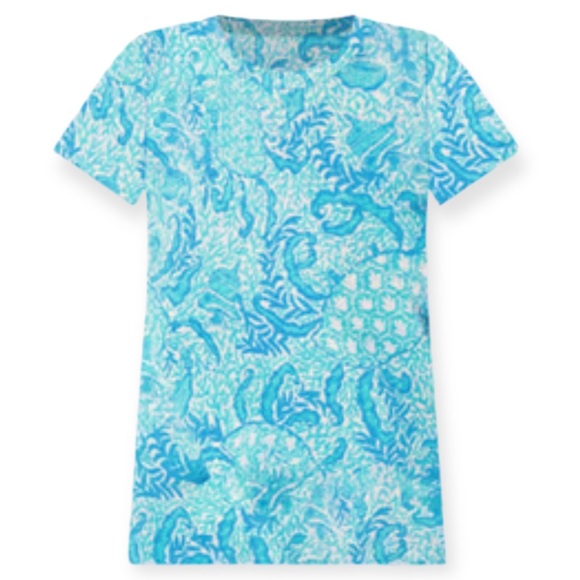 LILLY PULITZER Etta Tee Scoop Neck Top Resort White Goombay Grooves NWT - Picture 2 of 12